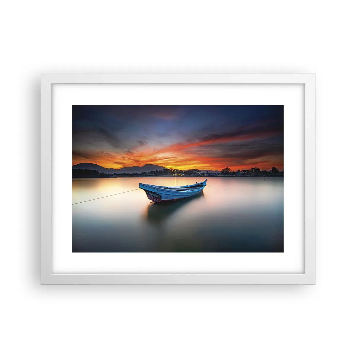 Poster in einem weißen Rahmen - Eine gute Nacht kommt - 40x30 cm