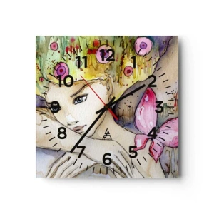 Wanduhr - Glasuhr - Schmetterlingsprinzessin - 40x40 cm
