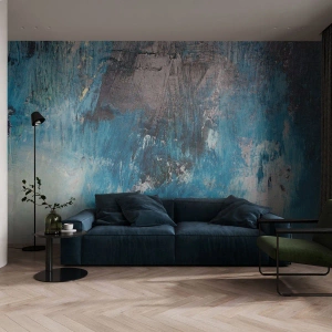 Fototapete Standard Eco - Abstrakte Komposition in Blau- und Schwarztönen - 100x70cm - Rhapsodie in Blau - Moderne Wanddekoration für Wohnzimmer und Schlafzimmer ARTTOR
