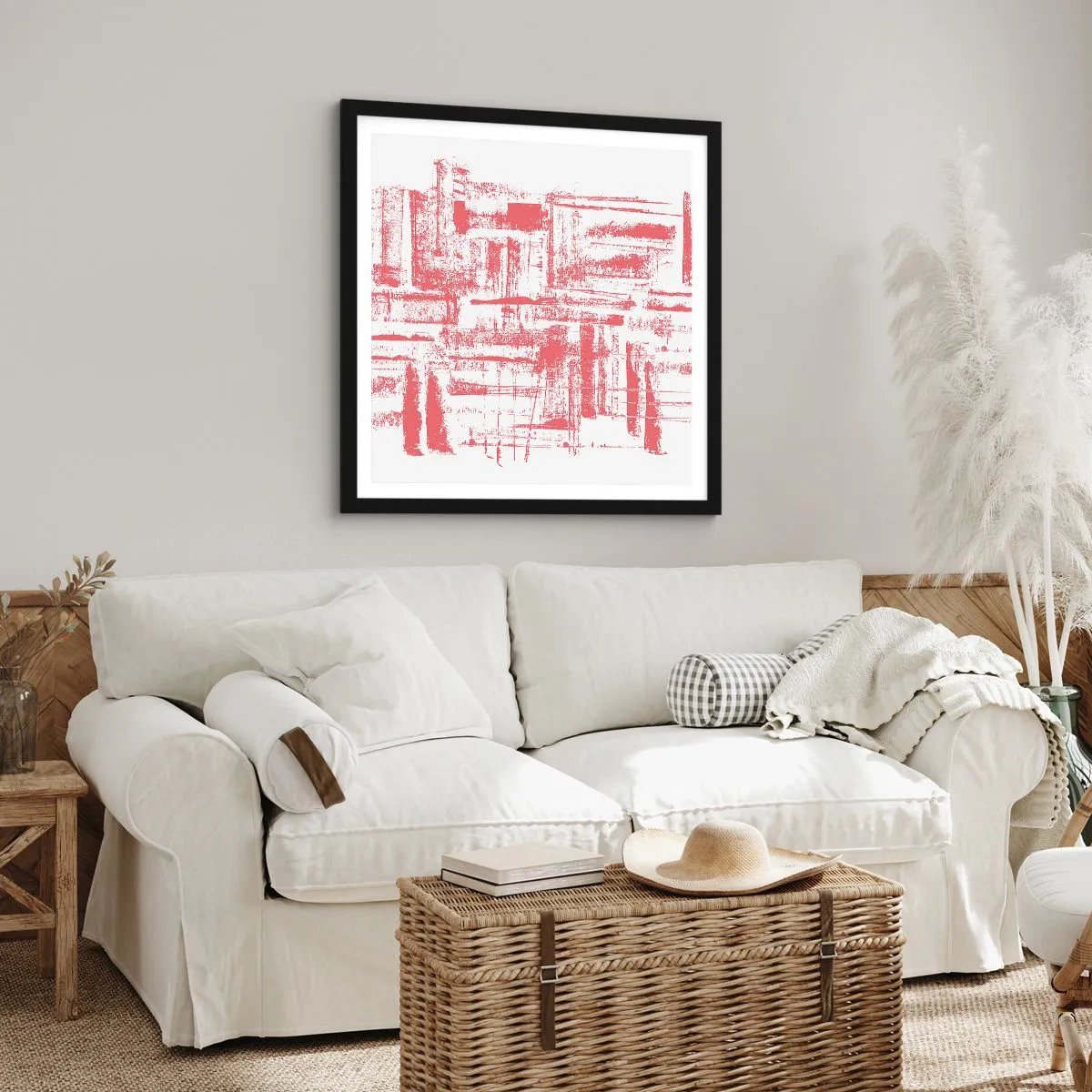 Poster in einem schwarzem Rahmen - Die rote Stadt - 60x60 cm