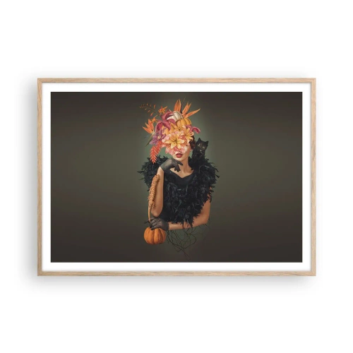 Poster in einem Rahmen aus heller Eiche - Der Zauber einer Hexe - 100x70 cm