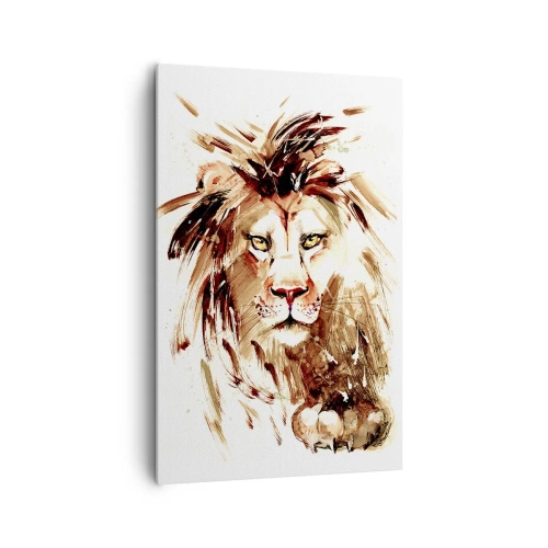 Bild auf Leinwand - Leinwandbild - Aquarellporträt eines Löwen mit intensiven Details - 80x120cm - Stärke und Würde - Moderne Wanddekoration für Wohnzimmer und Schlafzimmer ARTTOR