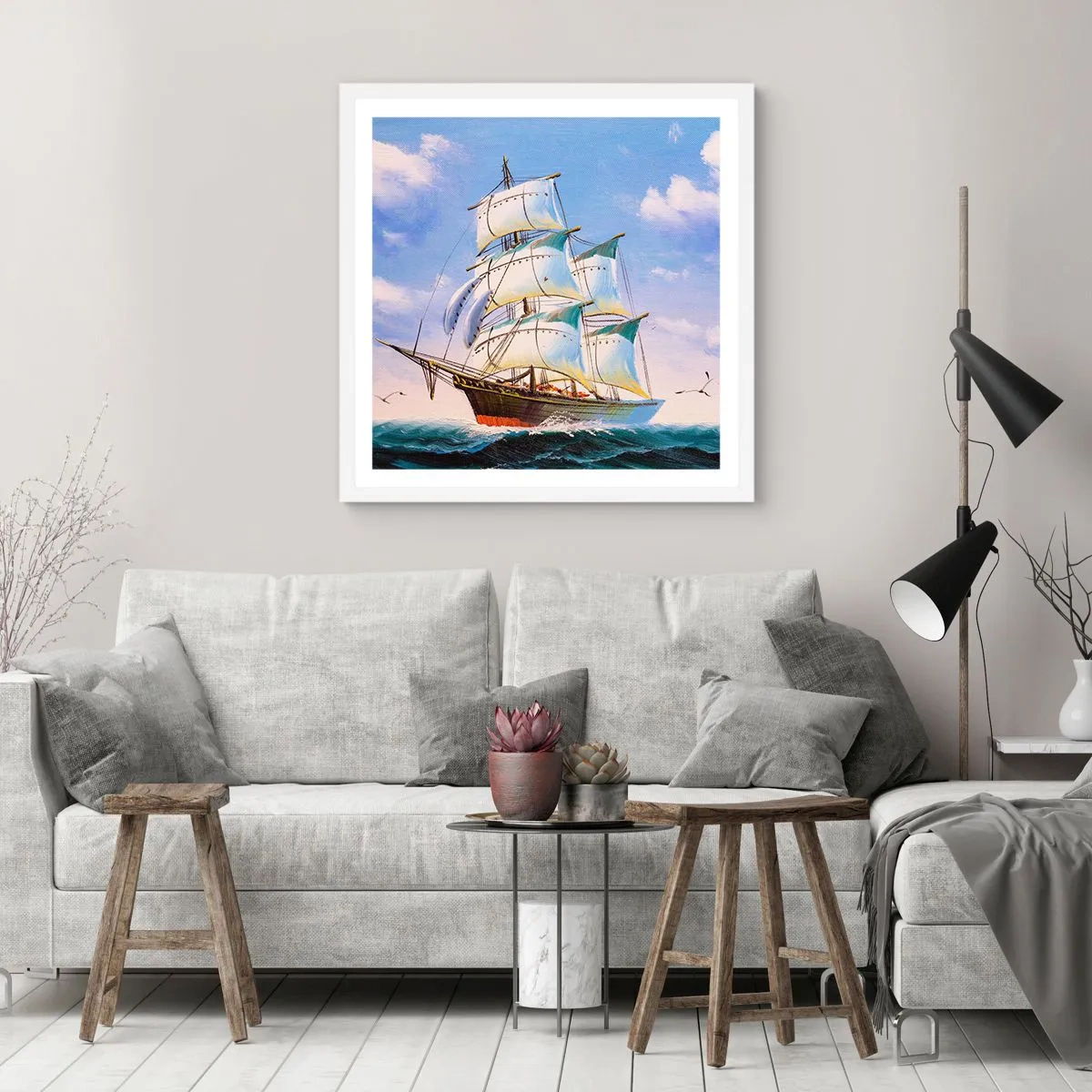 Poster in einem weißen Rahmen - Mit Stolz mit dem Wind - 60x60 cm
