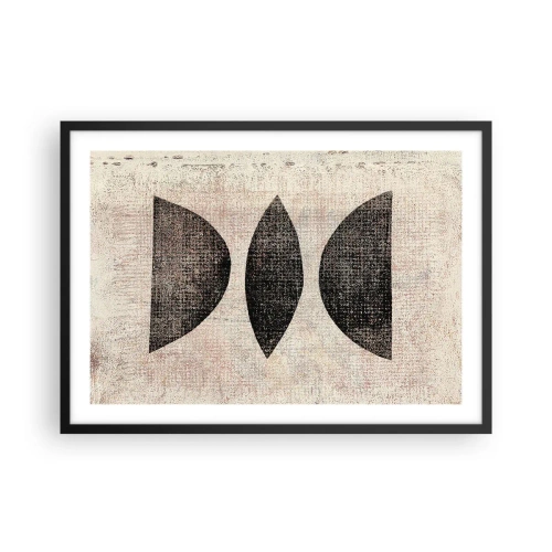 Poster in einem schwarzem Rahmen - Ethnische Formen in dunklen Tönen auf hellem Hintergrund - 70x50cm - Ethnische Abstraktion - Moderne Wanddekoration für Wohnzimmer und Schlafzimmer ARTTOR