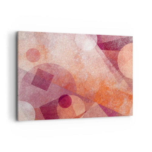 Bild auf Leinwand - Leinwandbild - Abstrakte geometrische Formen in Pastelltönen von Rosa - 100x70cm - Geometrische Transformationen in Pink - Moderne Wanddekoration für Wohnzimmer und Schlafzimmer ARTTOR