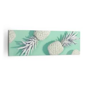 Bild auf Leinwand - Leinwandbild - Weiße Ananas auf pastellfarbenem Hintergrund im minimalistischen Stil - 160x50cm - Das passt gut zu Minze - Moderne Wanddekoration für Wohnzimmer und Schlafzimmer ARTTOR