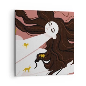 Bild auf Leinwand - Leinwandbild - Traum von einem goldenen Pferd - 50x50 cm