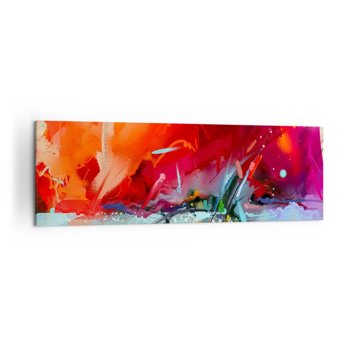 Bild auf Leinwand - Leinwandbild - Abstrakte Landschaft in intensiven Farben - 160x50cm - Eine Explosion von Lichtern und Farben - Moderne Wanddekoration für Wohnzimmer und Schlafzimmer ARTTOR