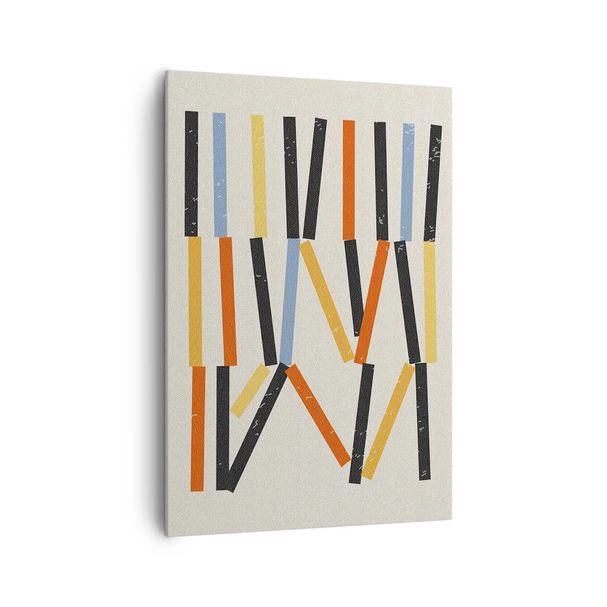 Bild auf Leinwand - Leinwandbild - Abstrakte Komposition mit farbigen und schwarzen Rechtecken in horizontaler Anordnung - 70x100cm - Komposition auf der Ebene - Moderne Wanddekoration für Wohnzimmer und Schlafzimmer ARTTOR