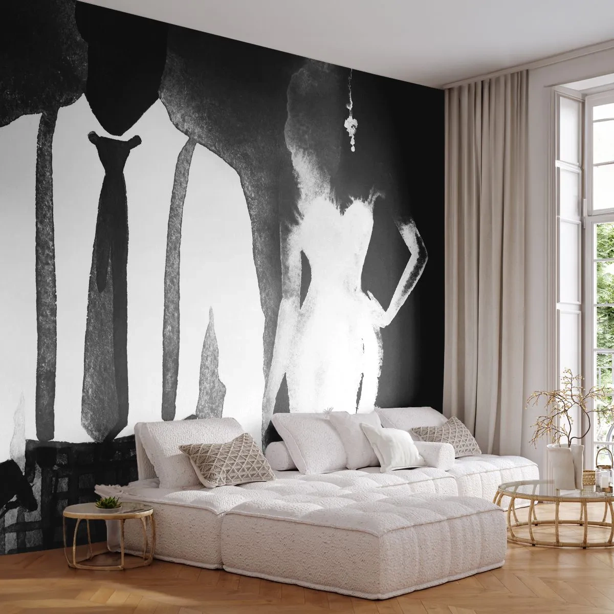 Fototapete Standard Eco - In Noir-Atmosphäre - Abstraktion, Frau und Mann, Mode - 250x175 cm