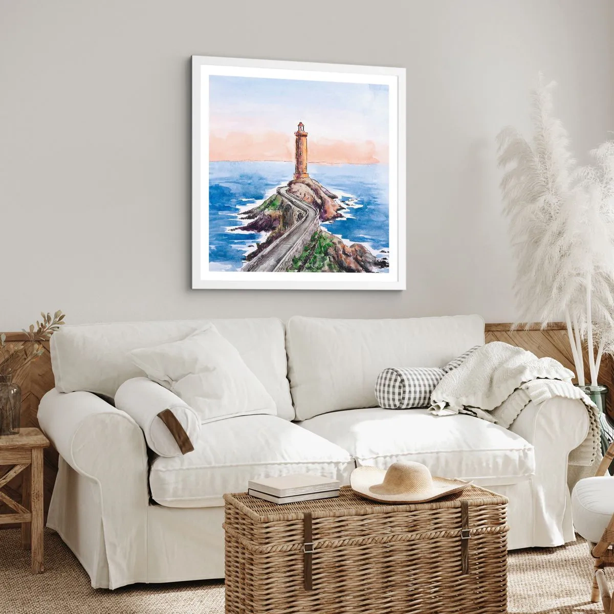 Poster in einem weißen Rahmen - Dem Meer zugewandt - 40x40 cm