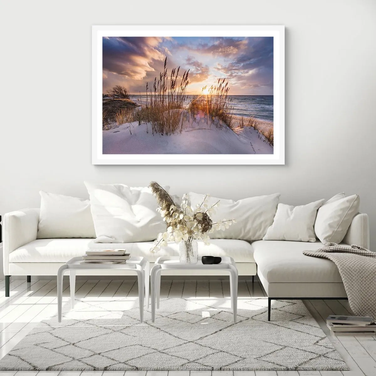 Poster in einem weißen Rahmen - Abschied von Sonne und Wind - 91x61 cm