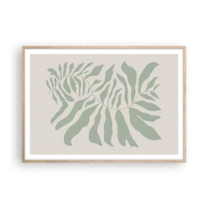 Poster in einem Rahmen aus heller Eiche - Smaragdzweig - 100x70 cm