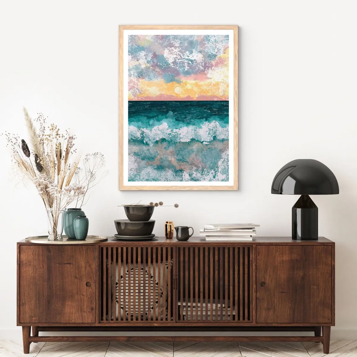 Poster in einem Rahmen aus heller Eiche - Wasser, Licht, Luft - 70x100 cm