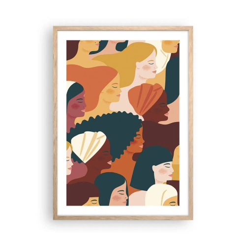 Poster in einem Rahmen aus heller Eiche - Nur Weiblichkeit - 50x70 cm