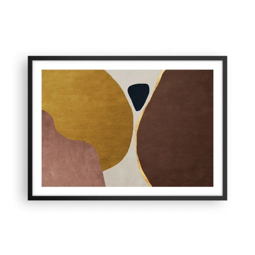 Poster in einem schwarzem Rahmen - Eine abstrakte Komposition mit geometrischen Formen in warmen Farben. - 70x50cm - Abstraktion – ein Ort im Raum - Moderne Wanddekoration für Wohnzimmer und Schlafzimmer ARTTOR