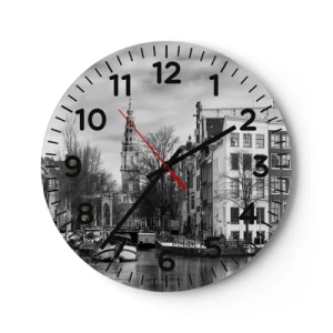 Wanduhr - Glasuhr - Amsterdamer Atmosphäre - 40x40 cm