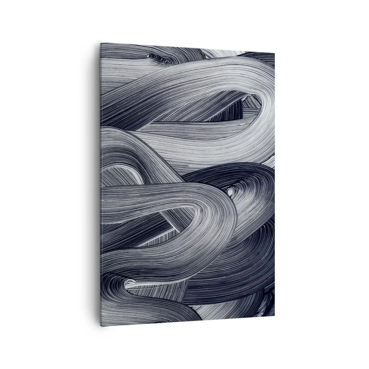 Bild auf Leinwand - Leinwandbild - Schwarz-Weiß-Abstraktion mit dynamischen Pinselstrichen. - 70x100cm - Die Fließfähigkeit der Realität - Moderne Wanddekoration für Wohnzimmer und Schlafzimmer ARTTOR