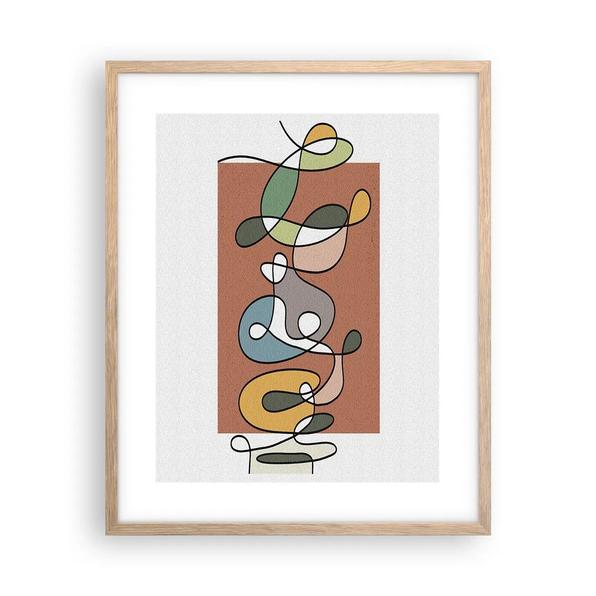 Poster in einem Rahmen aus heller Eiche - Abstraktion: bunter Tanz - 40x50 cm