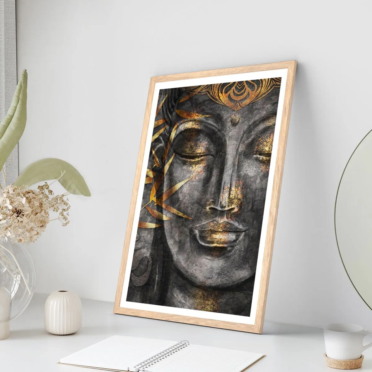 Poster in einem Rahmen aus heller Eiche - Fühle den Frieden - 30x40 cm