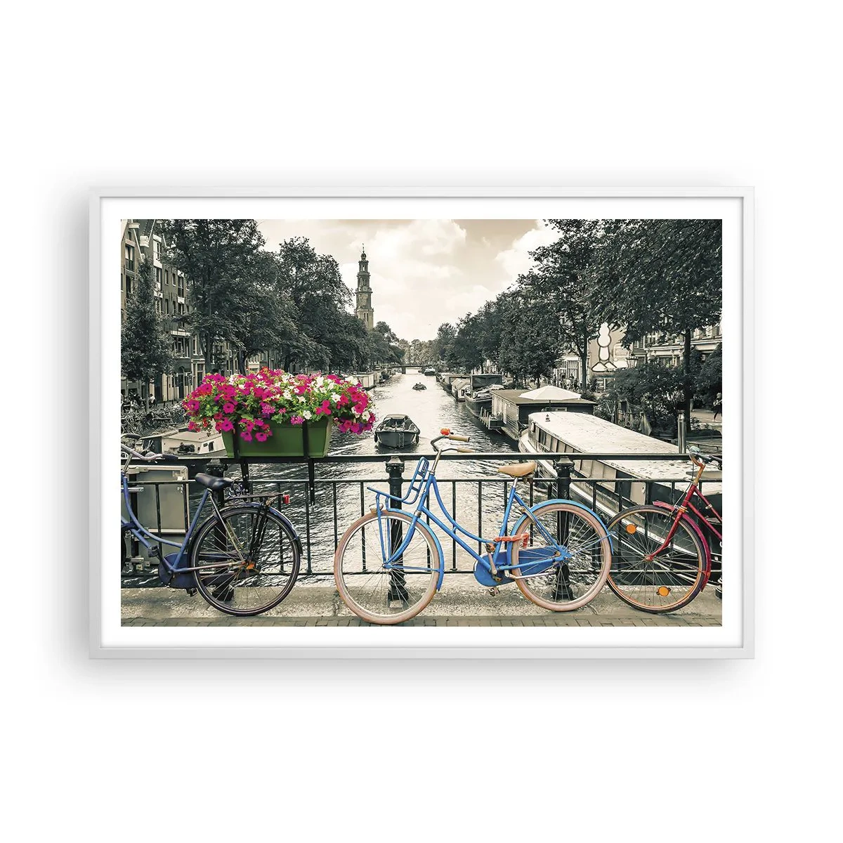 Poster in einem weißen Rahmen - Die Farben der Amsterdamer Straße - 100x70 cm