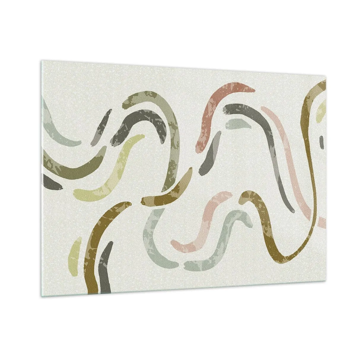 Glasbild - Bild auf glas - Wellenförmige bunte Formen auf hellem Hintergrund - 100x70cm - Fröhlicher Tanz der Abstraktion - Moderne Wanddekoration für Wohnzimmer und Schlafzimmer ARTTOR