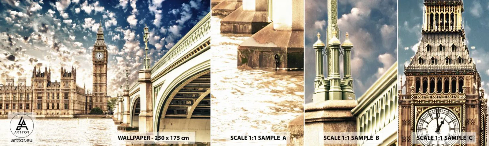 Fototapeten Muster Selbstklebend Deluxe Sticker - Federwolken über der Themse - Stadt, London, England - 100x30 cm