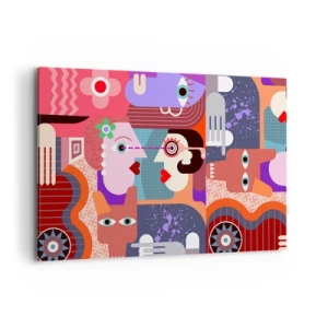 Bild auf Leinwand - Leinwandbild - Abstrakte Figuren in lebendigen Farben - 120x80cm - Augenhöhe - Moderne Wanddekoration für Wohnzimmer und Schlafzimmer ARTTOR