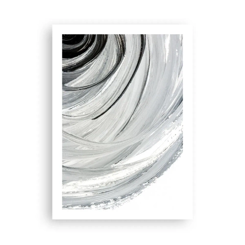 Poster - Dynamische Abstraktion in Schwarz-, Weiß- und Grautönen - 50x70cm - Orbitale Komposition - Moderne Wanddekoration für Wohnzimmer und Schlafzimmer ARTTOR
