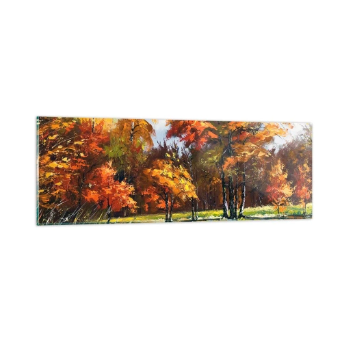 Glasbild - Bild auf glas - Landschaft in Gold und Bronze - 90x30 cm