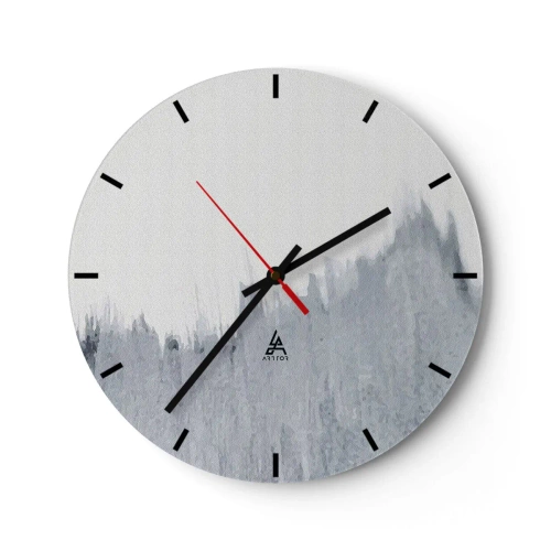 Wanduhr - Glasuhr - Graue Abstraktion mit vertikalen Pinselstrichen - 30x30cm - Mysteriöse Aufzeichnung - Moderne Wanddekoration für Wohnzimmer, Küche und Schlafzimmer ARTTOR