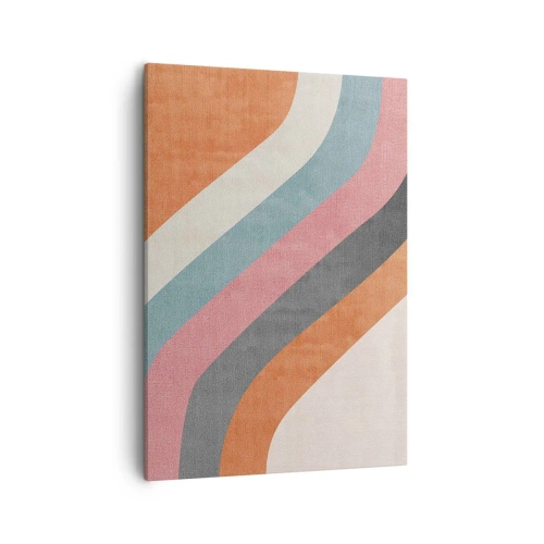 Bild auf Leinwand - Leinwandbild - Bunte Retro-Streifen - 50x70cm - Diagonale Komposition – Bewegung - Moderne Wanddekoration für Wohnzimmer und Schlafzimmer ARTTOR
