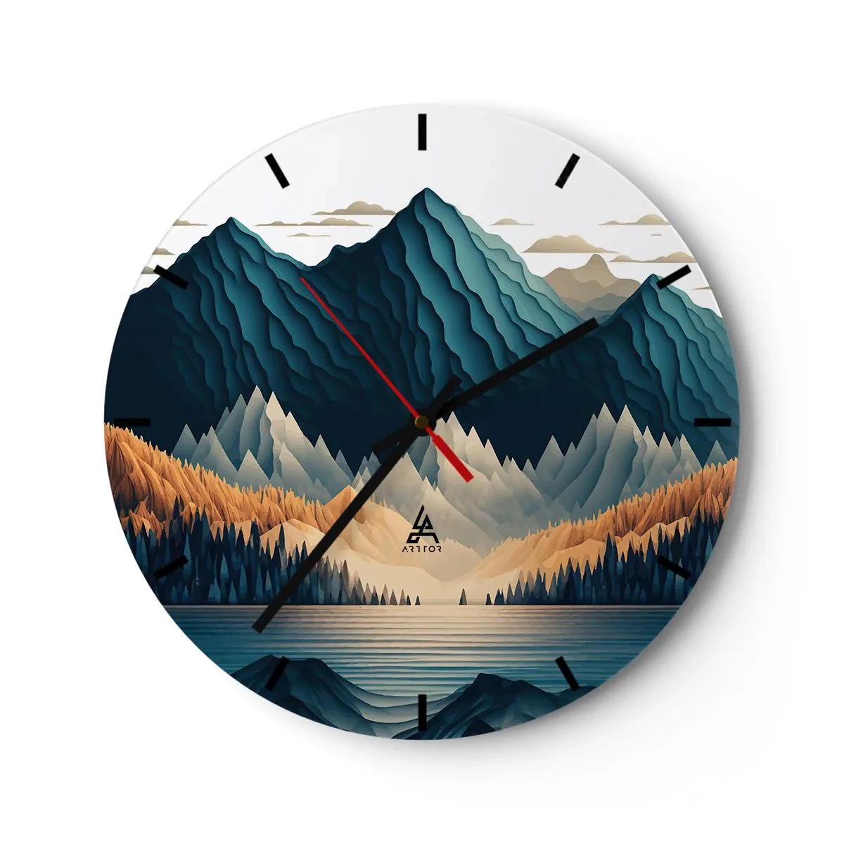 Wanduhr - Glasuhr - Perfekte Berglandschaft - 40x40 cm