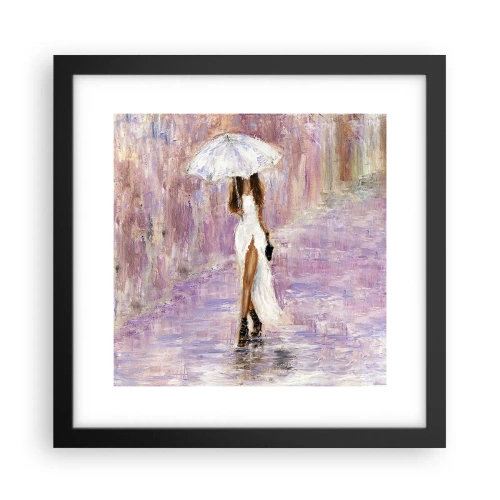 Poster in einem schwarzem Rahmen - Im lila Regen - 30x30 cm