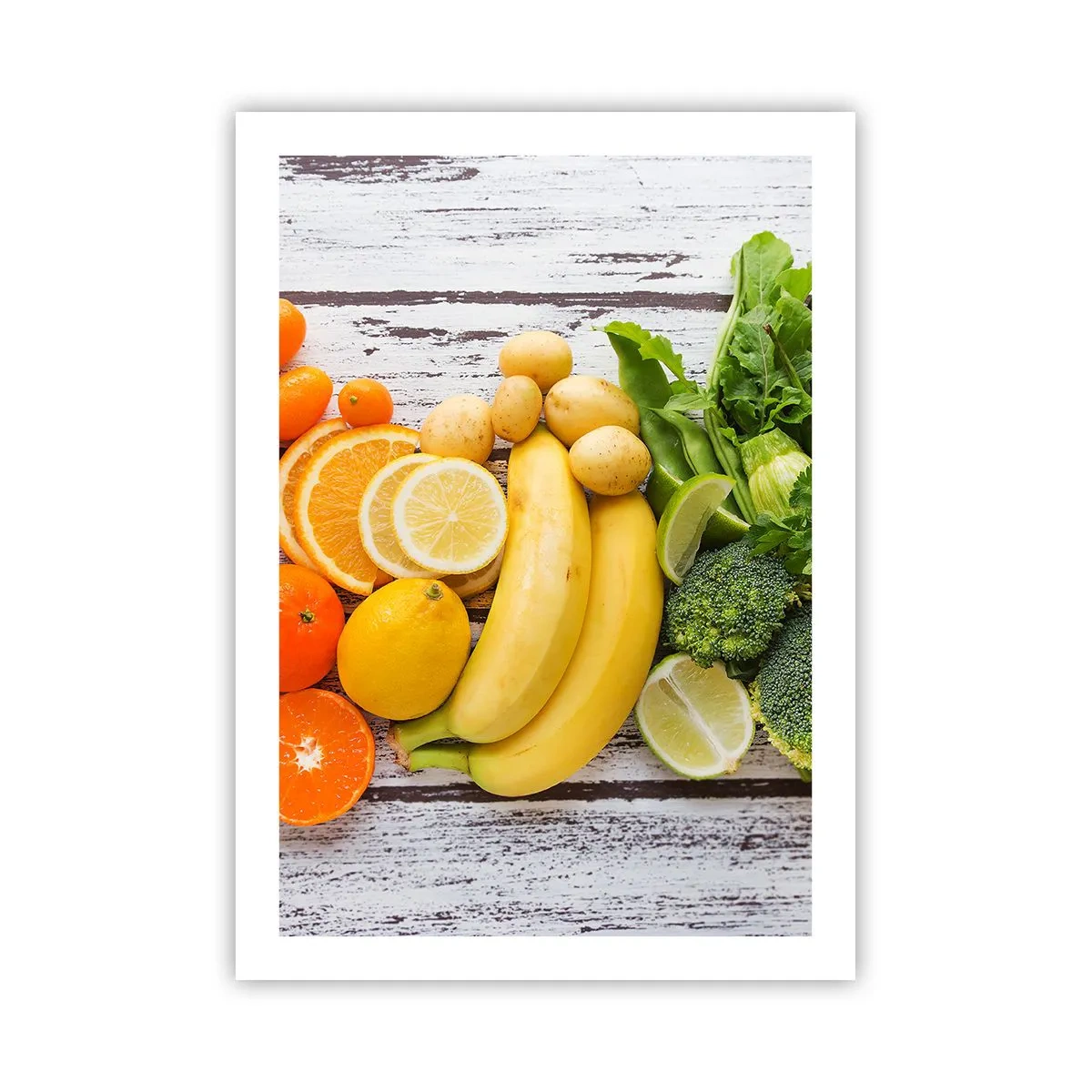 Poster - Obst und Gemüse auf rustikalem Hintergrund - 50x70cm - Es ist nicht genug? - Moderne Wanddekoration für Wohnzimmer und Schlafzimmer ARTTOR