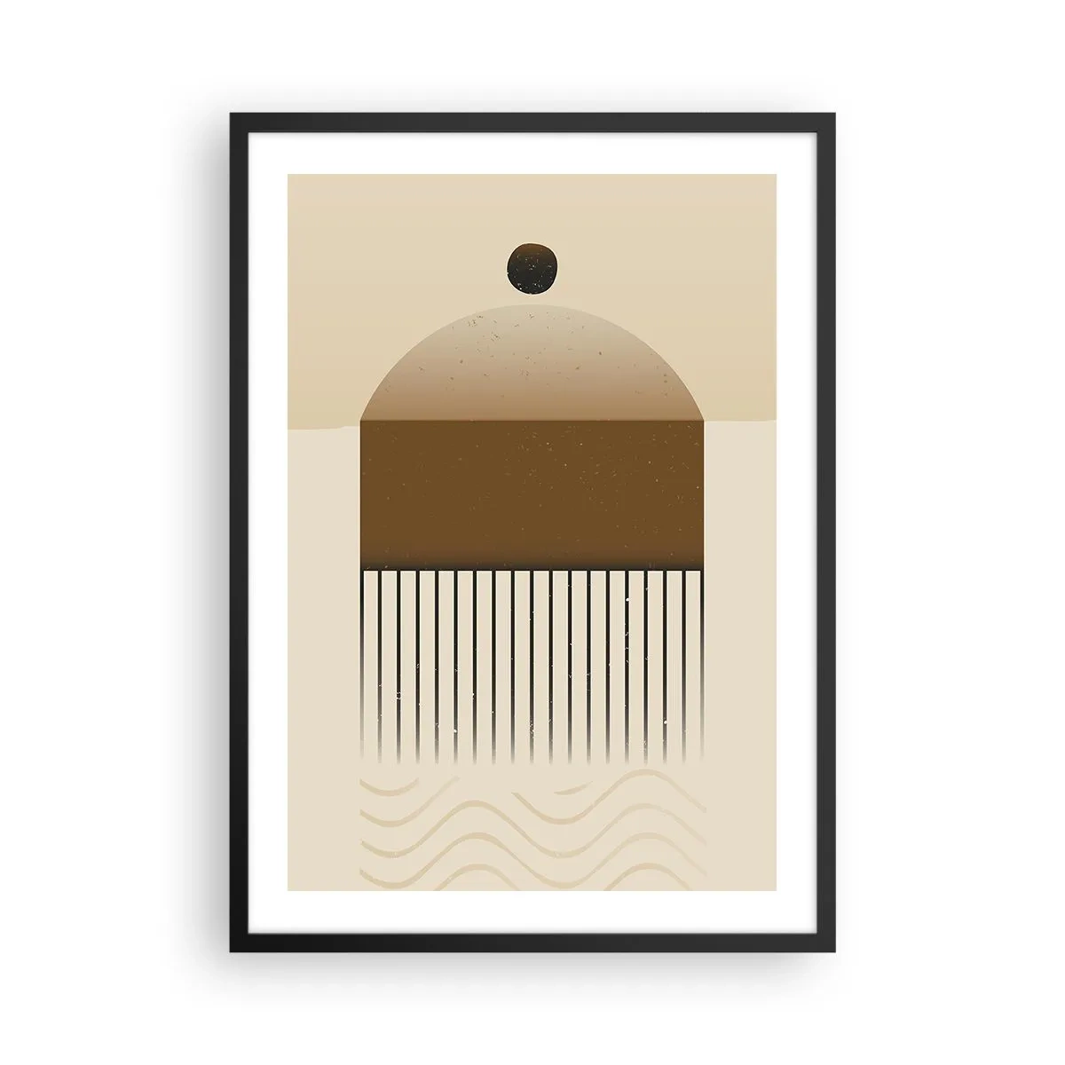 Poster in einem schwarzem Rahmen - Minimalistische Abstraktion in Braun- und Beigetönen - 50x70cm - Verschiedene Staaten - Moderne Wanddekoration für Wohnzimmer und Schlafzimmer ARTTOR
