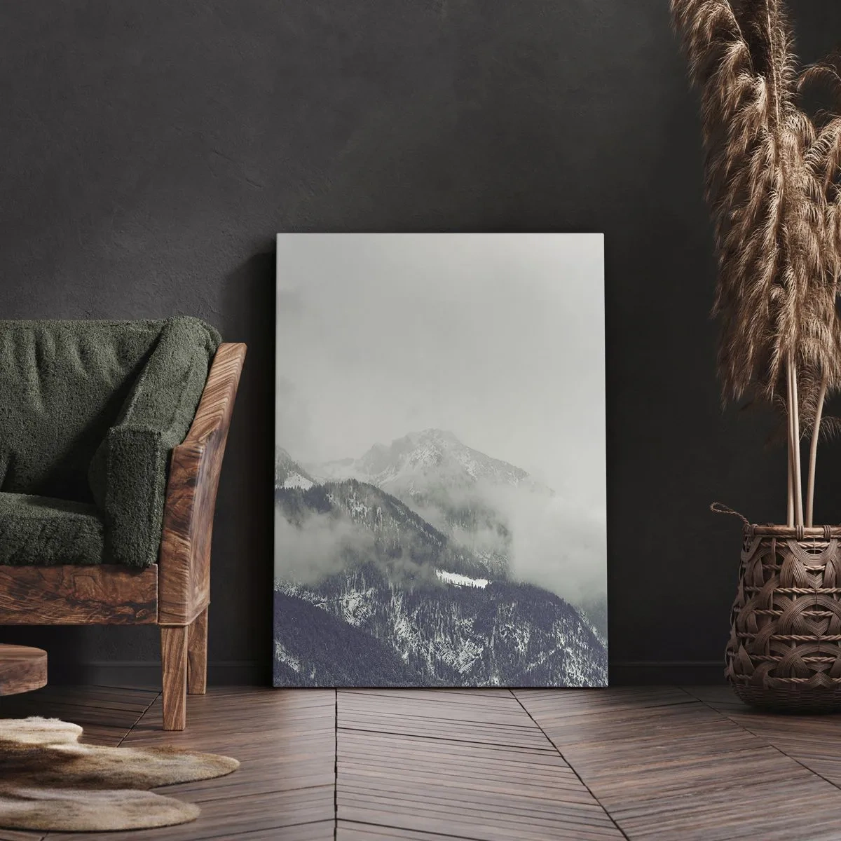 Bild auf Leinwand - Leinwandbild - Nebliges Tal - 65x120 cm