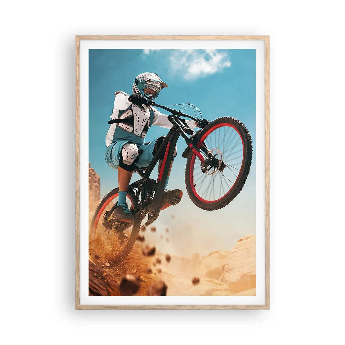Poster in einem Rahmen aus heller Eiche - Fahrrad-Wahnsinn-Dämon - 70x100 cm