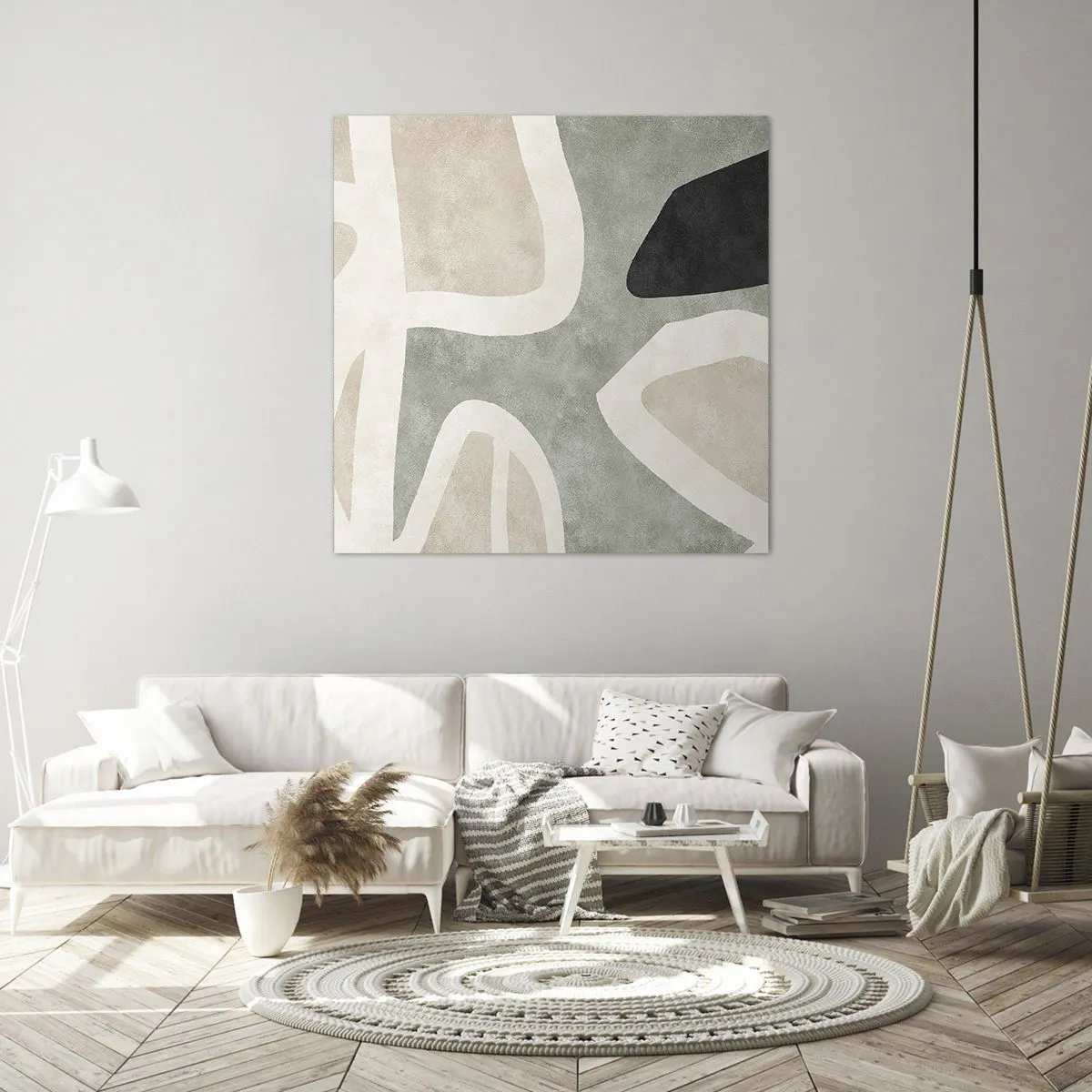 Bild auf Leinwand - Leinwandbild - Komposition mit schwarzem Motiv - 30x30 cm