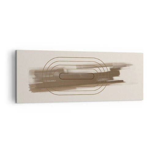 Bild auf Leinwand - Leinwandbild - Eine minimalistische Komposition in Beige- und Grautönen mit geometrischem Muster - 140x50cm - Ein Hauch von Grau - Moderne Wanddekoration für Wohnzimmer und Schlafzimmer ARTTOR