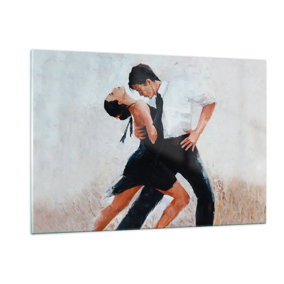 Glasbild - Bild auf glas - Ein Paar tanzt Tango in einer dynamischen Pose - 120x80cm - Tango meiner Träume und Träume - Moderne Wanddekoration für Wohnzimmer und Schlafzimmer ARTTOR