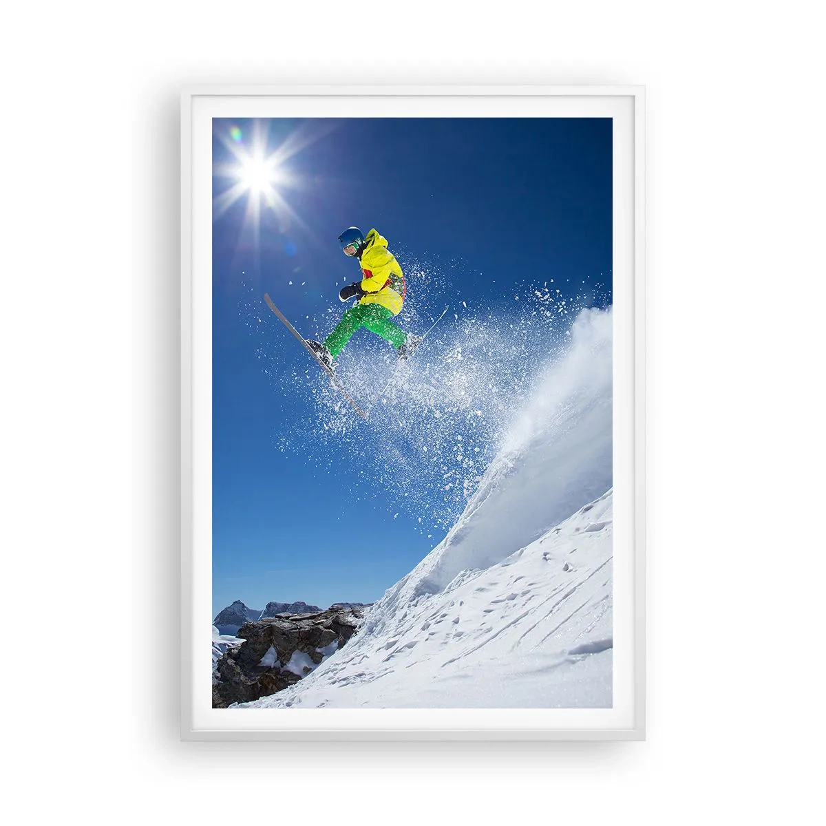 Poster in einem weißen Rahmen - Tanzen mit den Bergen - 70x100 cm