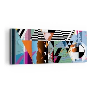 Bild auf Leinwand - Leinwandbild - Abstrakte geometrische Komposition mit lebendigen Farben - 120x50cm - Geometrisch und organisch - Moderne Wanddekoration für Wohnzimmer und Schlafzimmer ARTTOR