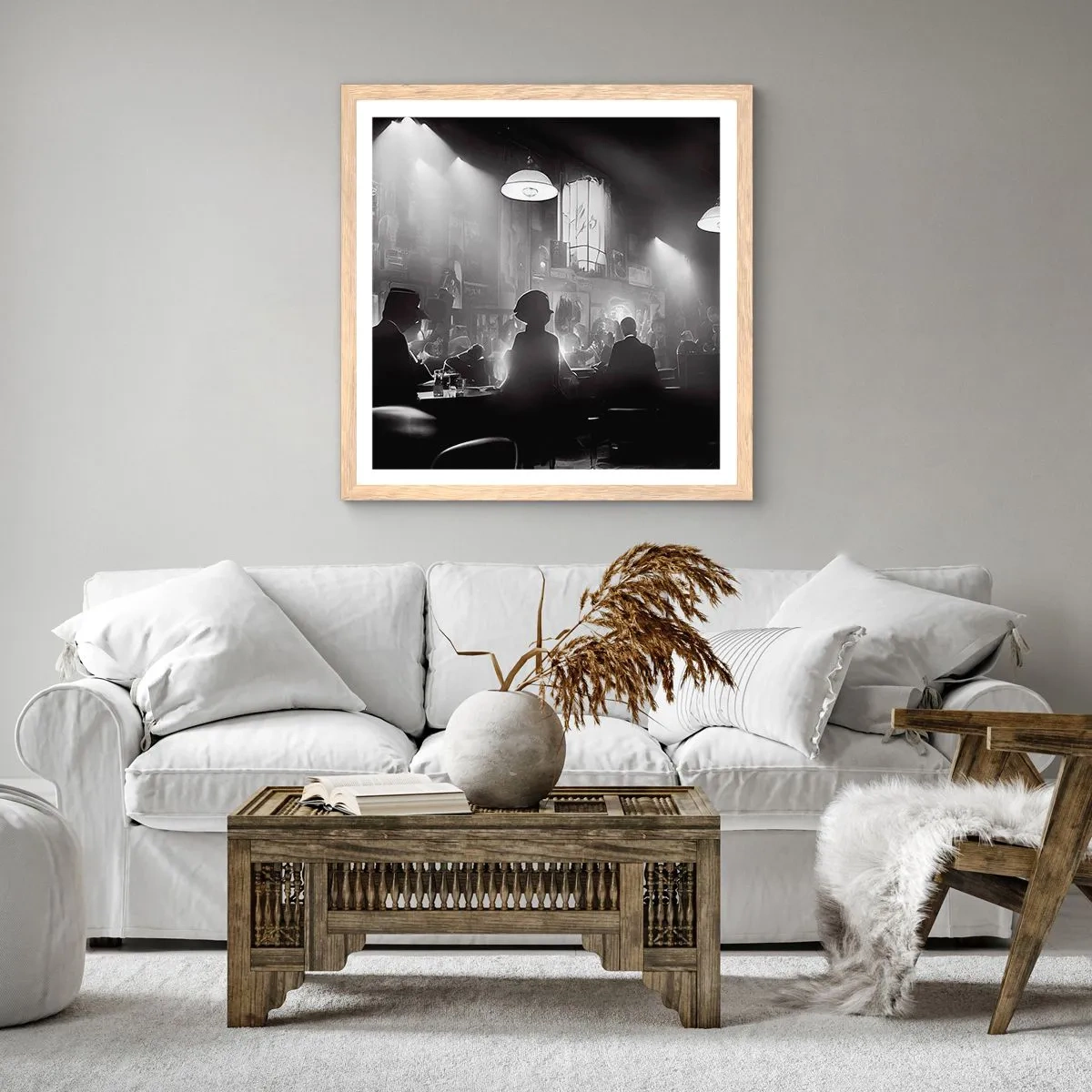 Poster in einem Rahmen aus heller Eiche - In Jazz-Atmosphäre - 40x40 cm