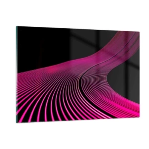 Glasbild - Bild auf glas - Rosa Lichtlinien auf schwarzem Hintergrund - 120x80cm - Allee des Lichts - Moderne Wanddekoration für Wohnzimmer und Schlafzimmer ARTTOR