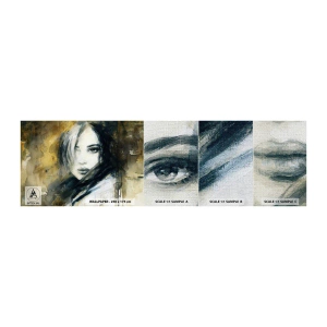 Fototapeten Muster Premium Canvas - unschuldiger oder sinnlicher? - Porträt einer Frau, Das Gesicht einer Frau, Grafik - 100x30 cm