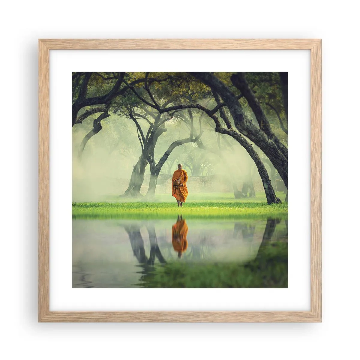 Poster in einem Rahmen aus heller Eiche - Auf dem Weg zur Erleuchtung - 40x40 cm