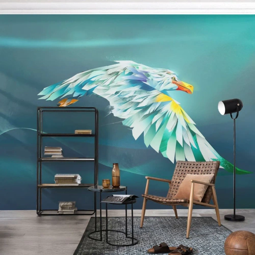 Maßgeschneiderte Fototapete Premium Sand - Der Adler deiner Flüge ist die Kraft - Abstraktion, Adler, Vogel