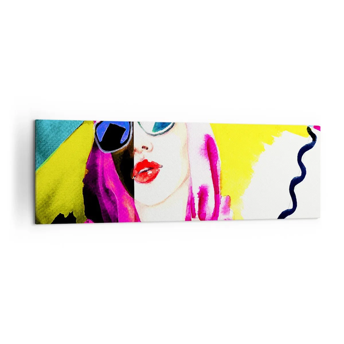 Bild auf Leinwand - Leinwandbild - Buntes Porträt einer Frau mit Sonnenbrille - 160x50cm - Ich bin nicht weiß und ich bin nicht schwarz - Moderne Wanddekoration für Wohnzimmer und Schlafzimmer ARTTOR