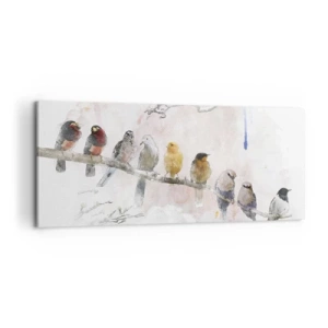 Bild auf Leinwand - Leinwandbild - Geflügeltes Treffen - 100x40 cm